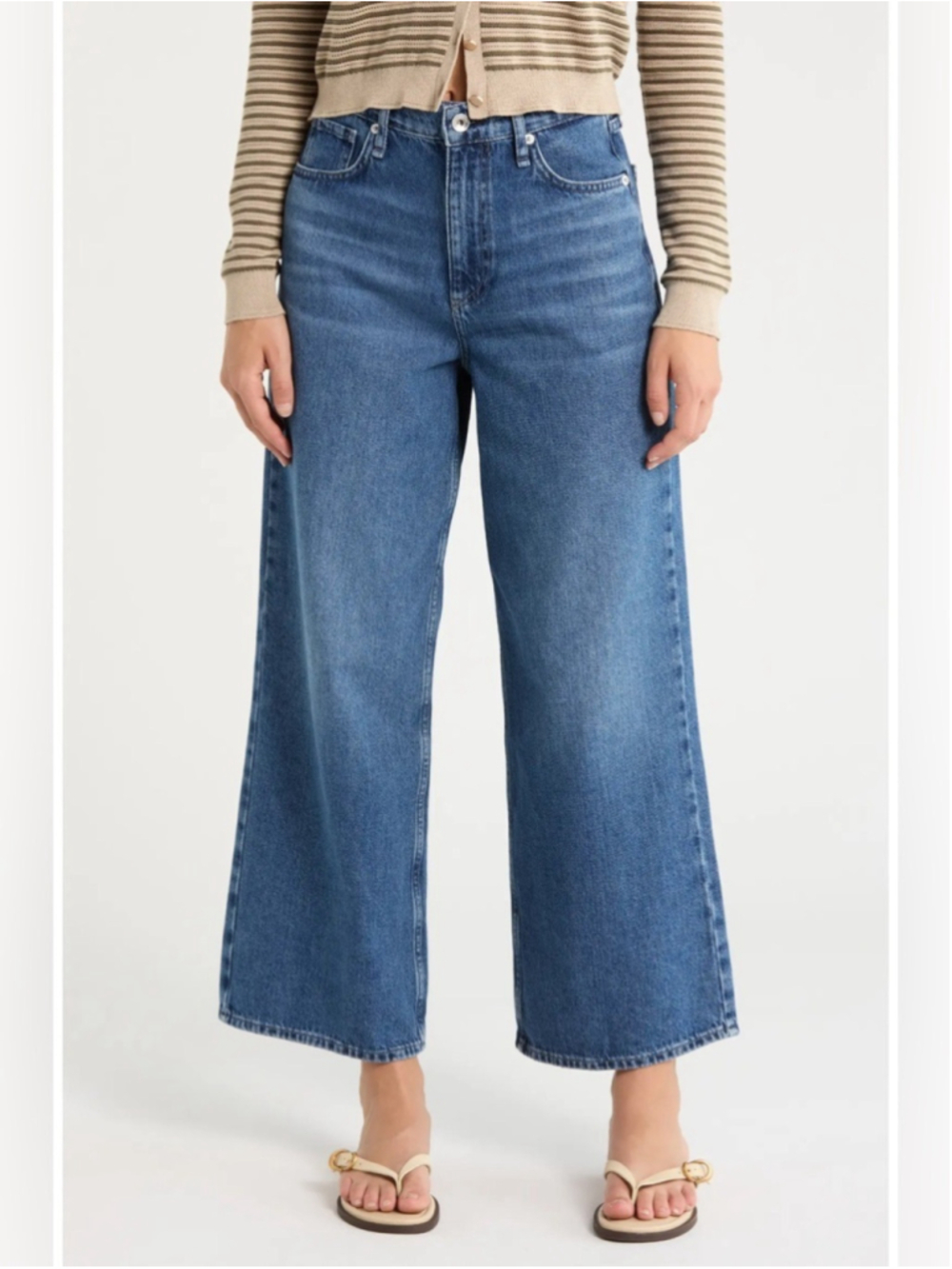 Rag and Bone Annie High Waist Ankle Wide Leg Jeans in Lowry